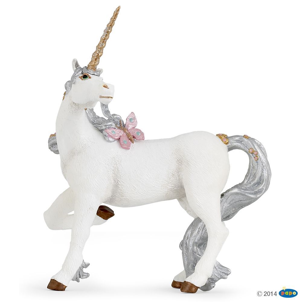 Licorne argentée, Figurine du Monde Enchanté Papo