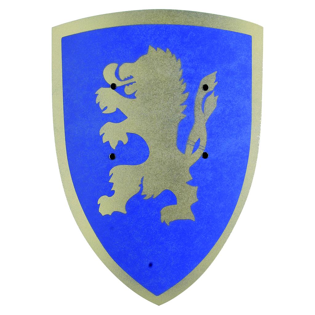 Petit Bouclier incurvé, Lion argenté sur fond bleu