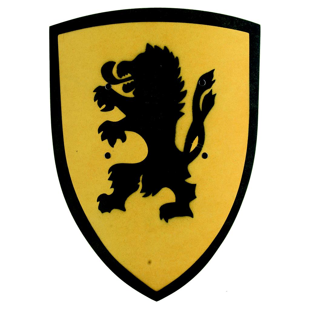 Petit Bouclier incurvé, Lion noir sur fond jaune