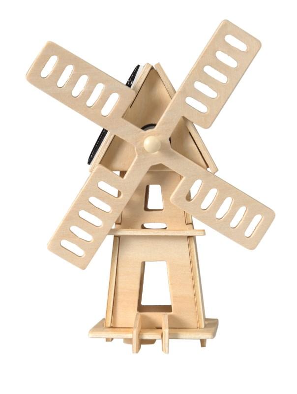 Moulin à Vent à Construire avec Panneau Solaire (19 X 12 X 3 cm)