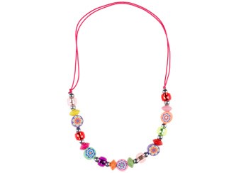 [SOU_2664] Collier Fuschia Lucille, Perles Multicolores