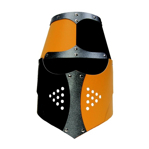 [VAH_657] Casque Normand riveté, noir, jaune & argenté