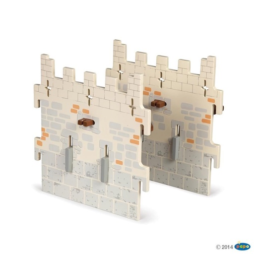 [PAP_60024] Set 5 château du Maître des armes (2 murs intermédiaires), Monde Médiéval Miniature Papo