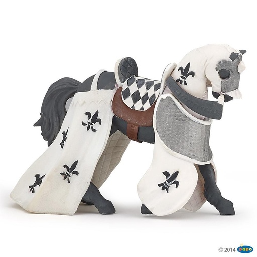 [PAP_39786] Cheval drapé blanc, Figurine du Monde Médiéval Papo