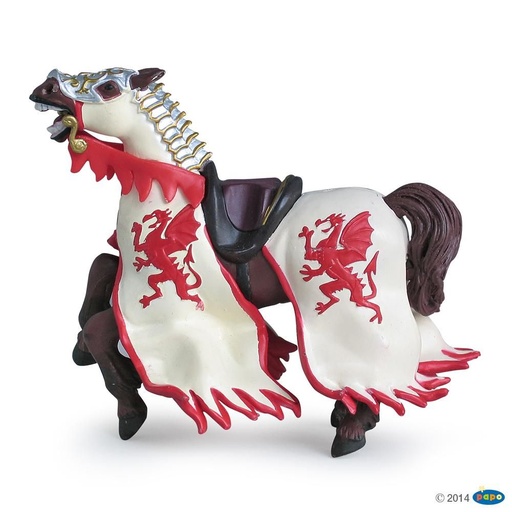 [PAP_39388] Cheval du roi au dragon rouge, Figurine du Monde Médiéval Papo
