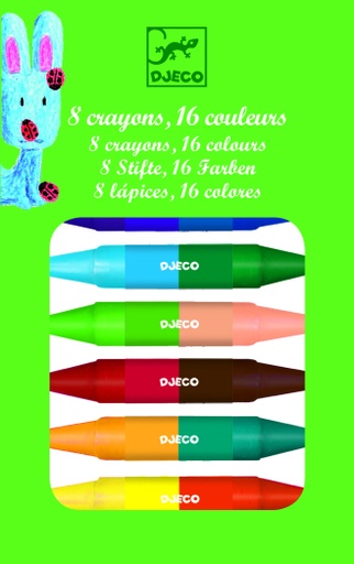 [DJE_DJ08874] 8 crayons doubles côtés (Les Couleurs Djeco)