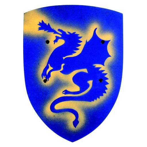 [VAH_195] Bouclier Dragon, bleu, 31 x 42 cm, plat, lot de 5 