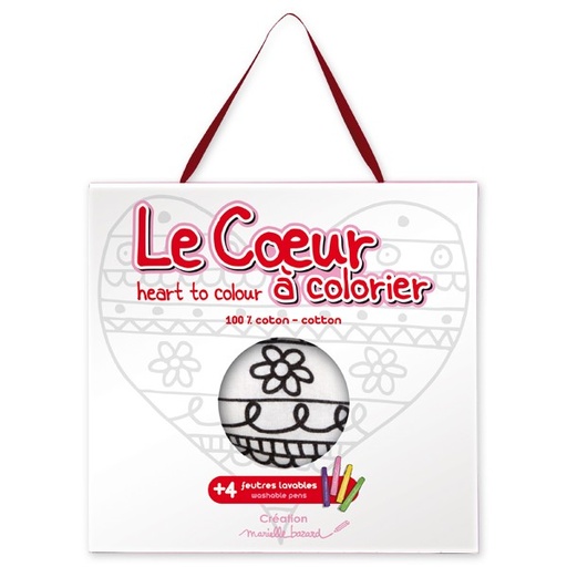 [LAB_62BAZCOE01] Coeur à colorier + 4 feutres lavables
