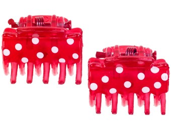 [SOU_1946] Hair clips Poppy, red + white dots  (6 on a card)