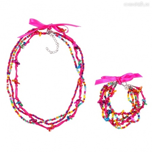 [SOU_2144] Necklace Josephine, fuchsia sateen (6 pcs)