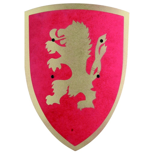 [VAH_208] Petit Bouclier incurvé, Lion doré sur fond rouge