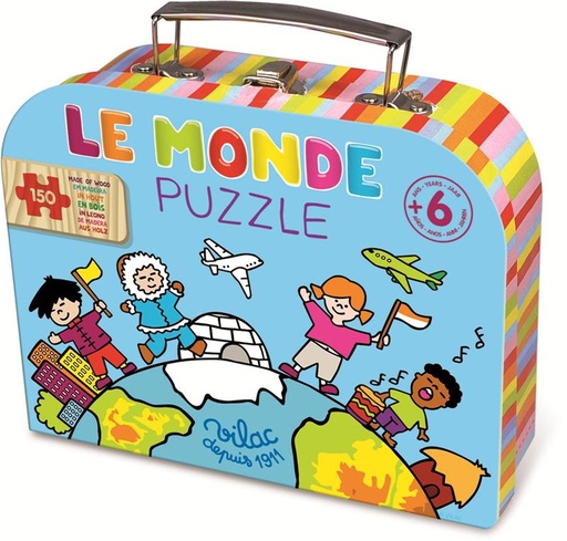 [VIL_2604] Puzzle 150 pcs carte du monde en valise