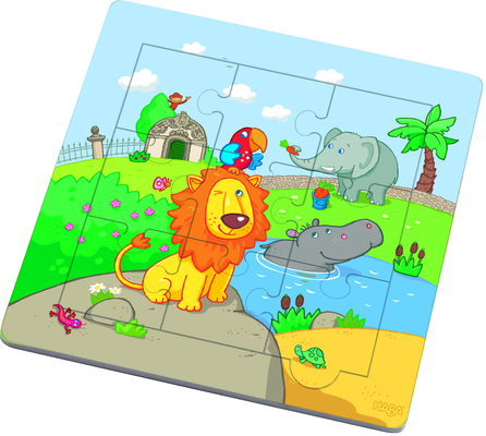 [HAB_7637] Puzzle-cadre en bois "Les amis du lion"
