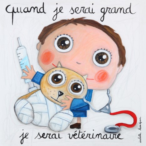 [LAB_62ISATS41] Tableau "Vétérinaire/garçon" - Format 15x15 cm