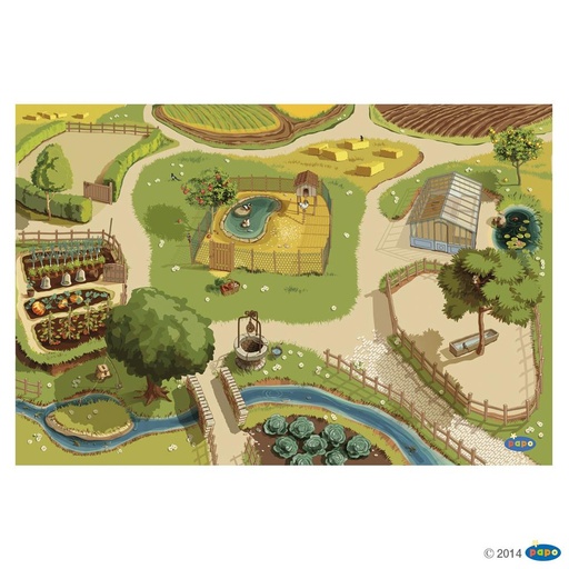 [PAP_60501] Tapis de jeu ferme, Figurine de La vie à la Ferme Papo