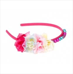 [SOU_2629] Tiara Kaya fuchsia beads & flowers