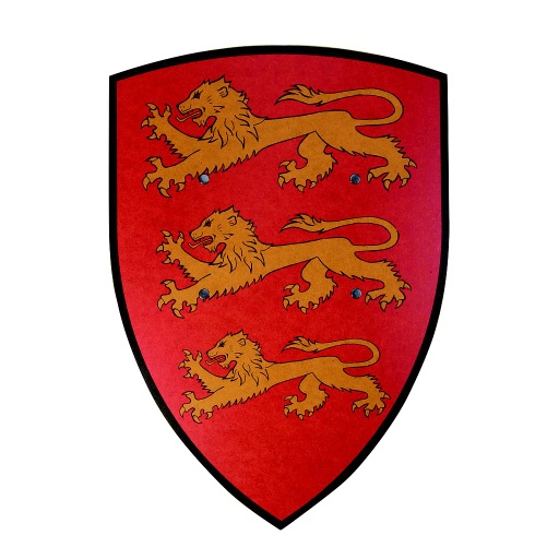 [VAH_138] Grand Bouclier Richard Coeur de Lion rouge-jaune, incurvé